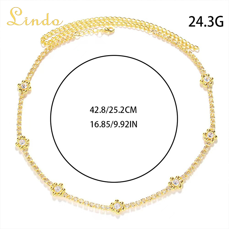 Floral Tennis Necklace Crystal Jewelry