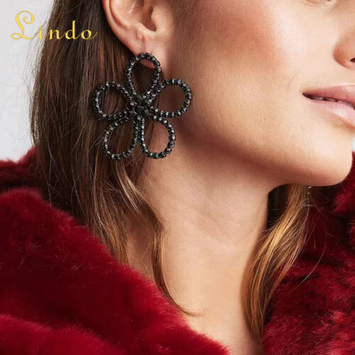 Black Flower Jewelry Earrings