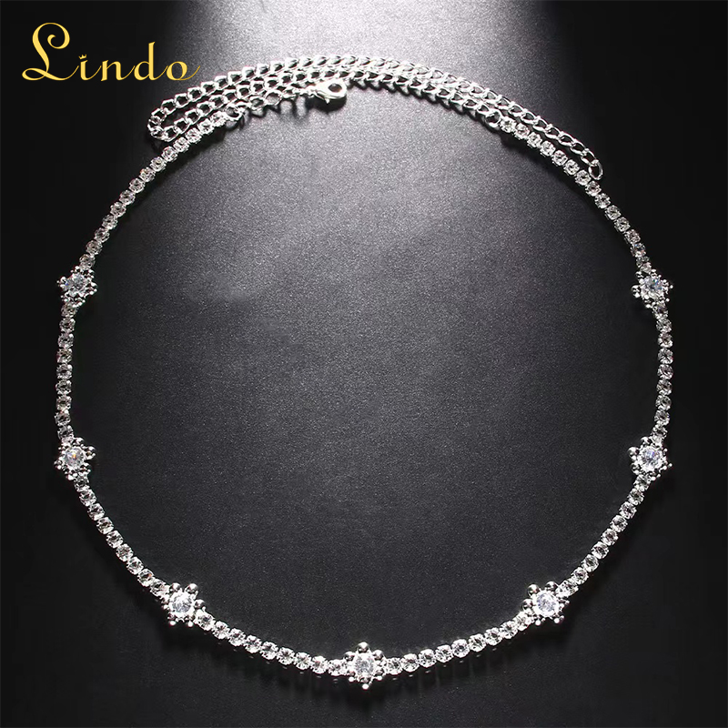 Floral Tennis Necklace Crystal Jewelry