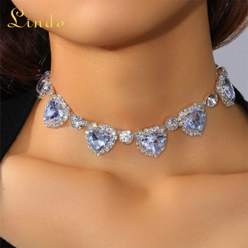 Heart Shaped Tennis Necklace Crystal Fashion Accessory