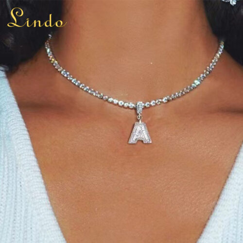 Letter A Necklace Sparkly Initial Pendant
