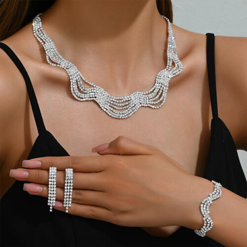Tennis Jewelry Set Earring Necklace and Bracelet Set
