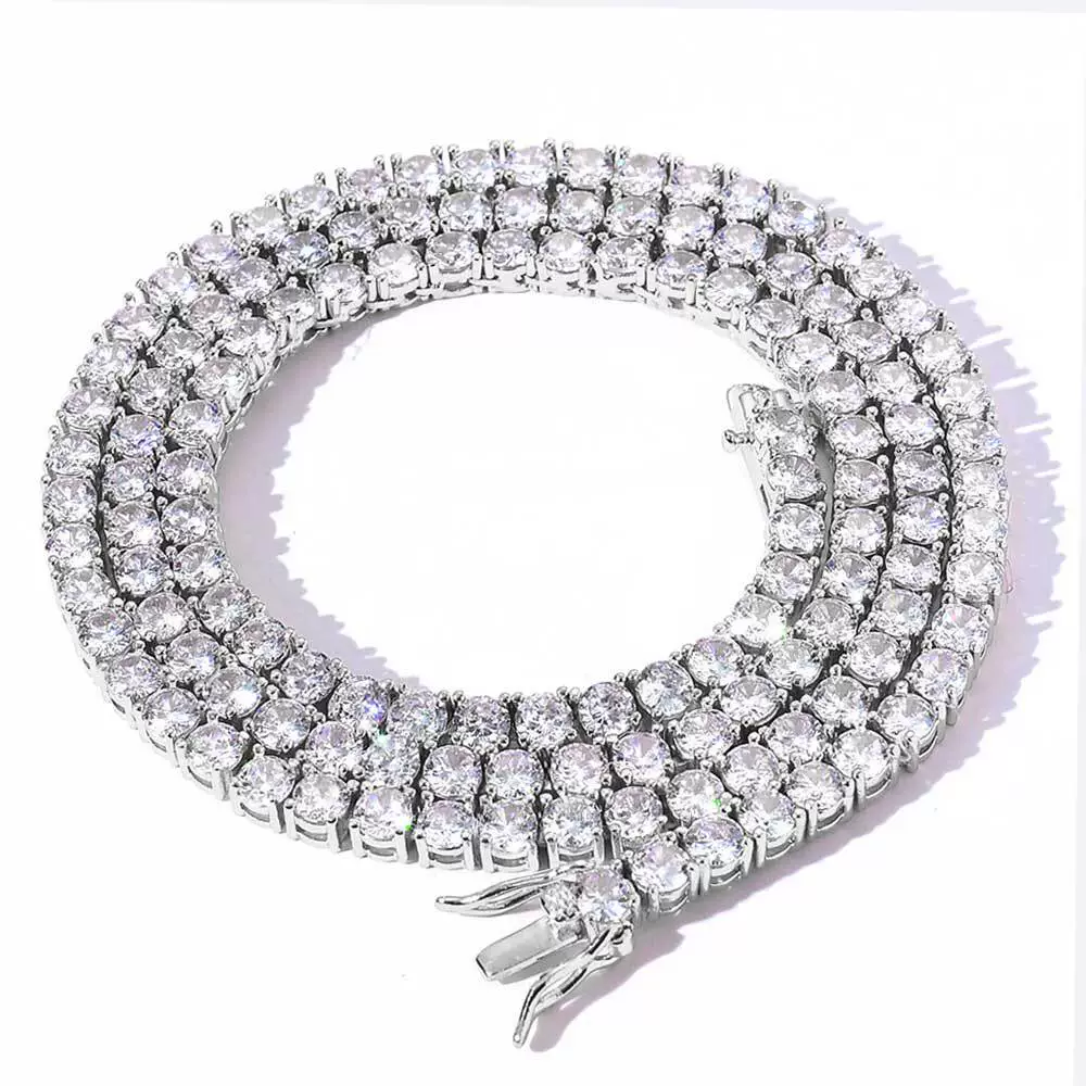 Custom 925 Sterling Silver Moissanite Tennis Chain