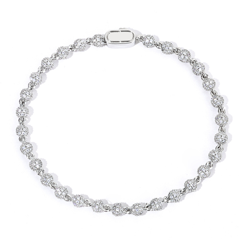 925 Silver Iced Out Ball Bracelet