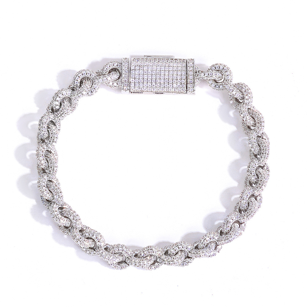 925 Solid Silver Moissanite Circle Link Bracelet