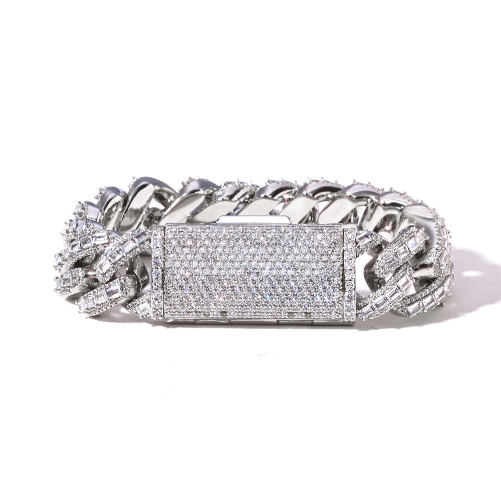 925 Sterling Silver Moissanite Iced Out 18mm Cuban Link Bracelet