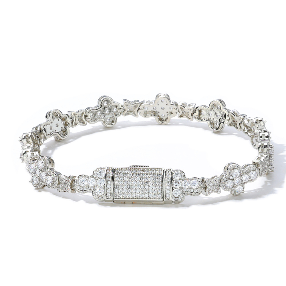 925 Sterling Silver Moissanite Stars and Cross Tennis Bracelet