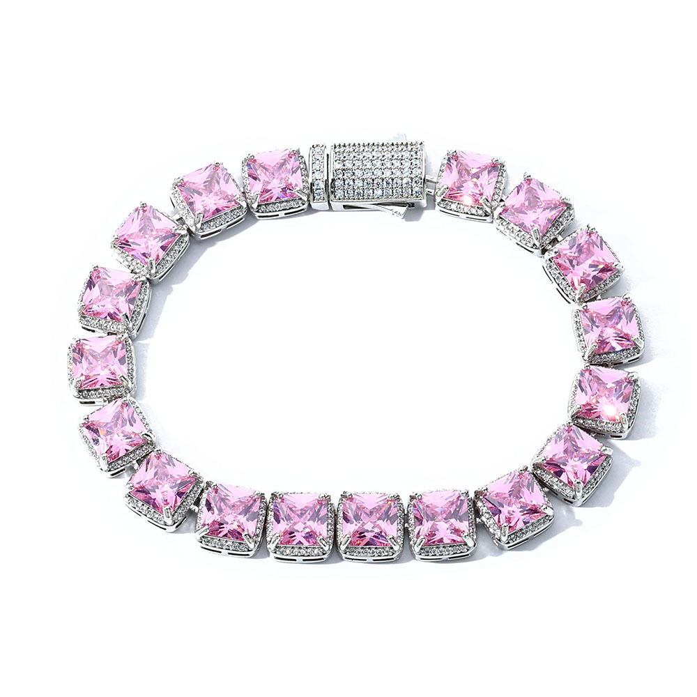 925 Sterling Silver Pink Tennis Bracelet