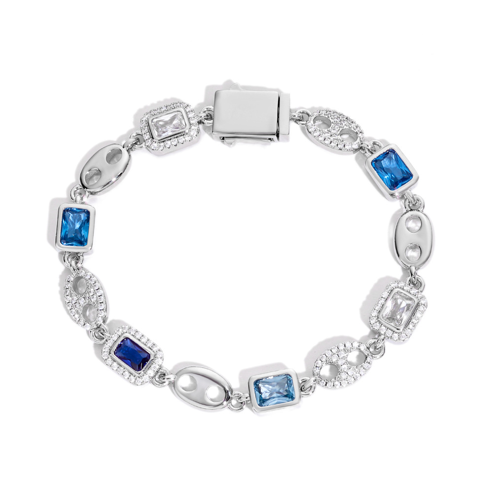 Sterling Silver Blue Cubic Zirconia Bracelet