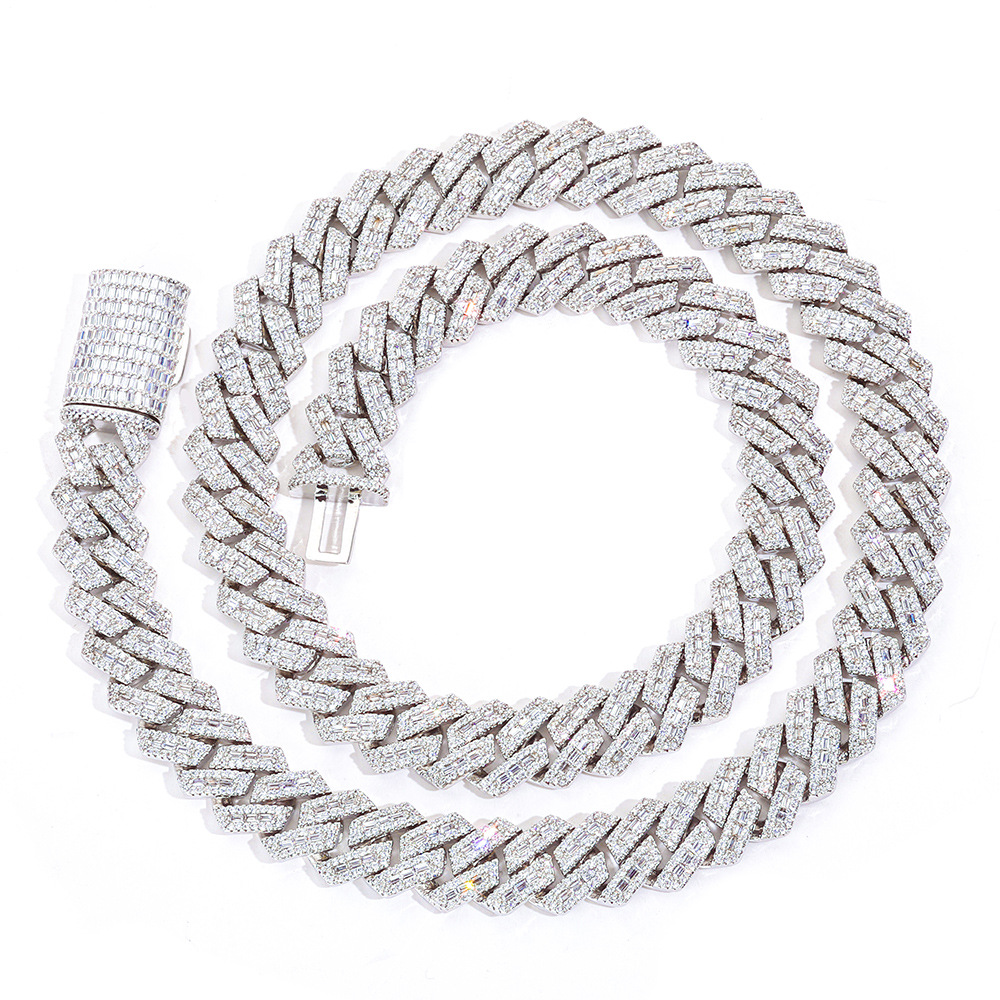 14mm Cuban Link Chain with Iced Out Moissanite Diamond