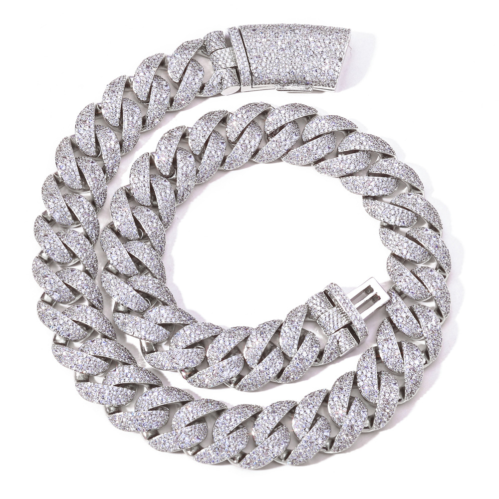 22mm Cuban Link Chain with Iced Out Moissanite Diamond