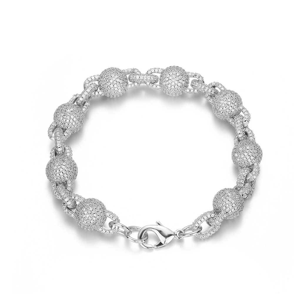 925 Silver Iced-out Moissanite Diamond Disco Ball Bracelet for Men