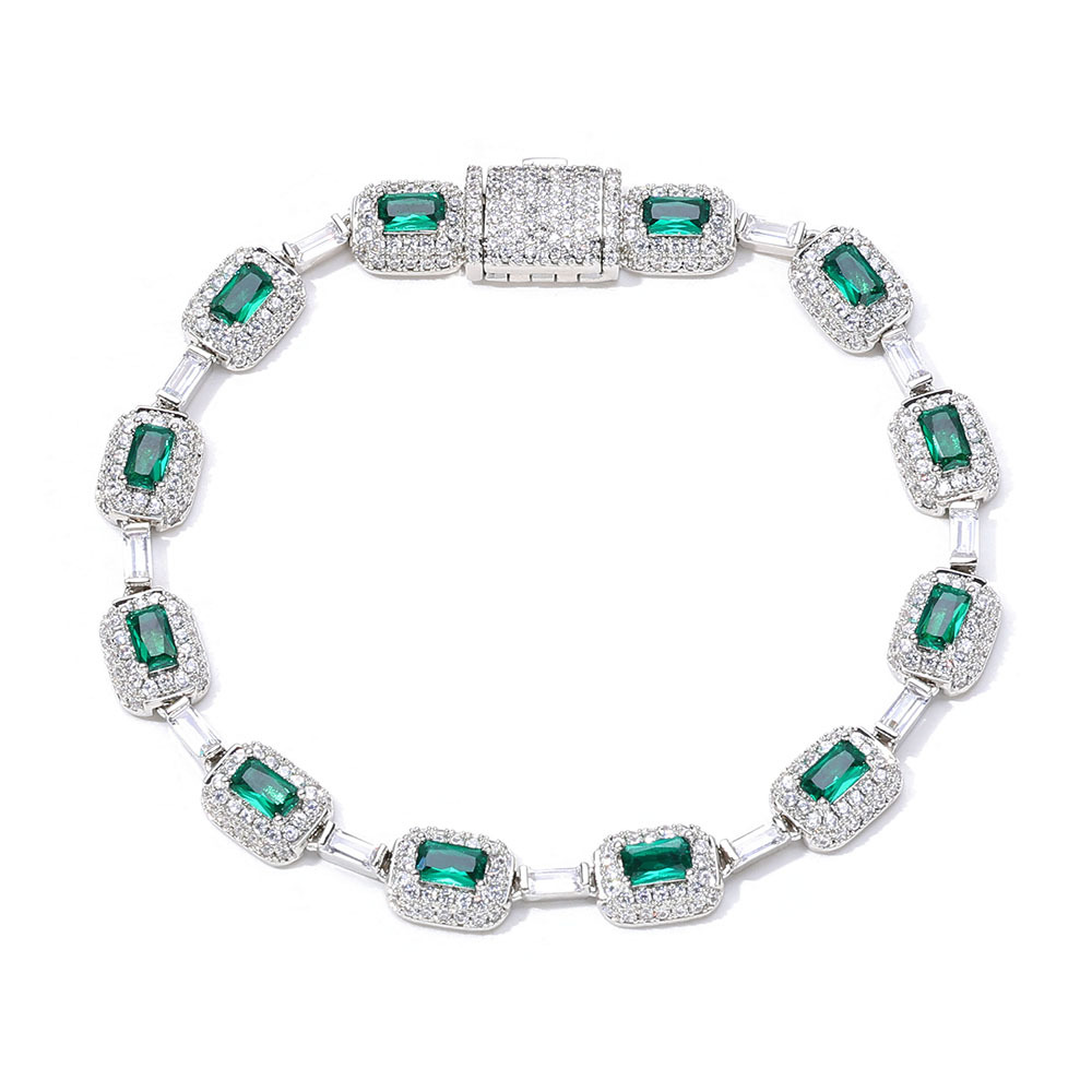 925 Sterling Silver Green Stone Bracelet