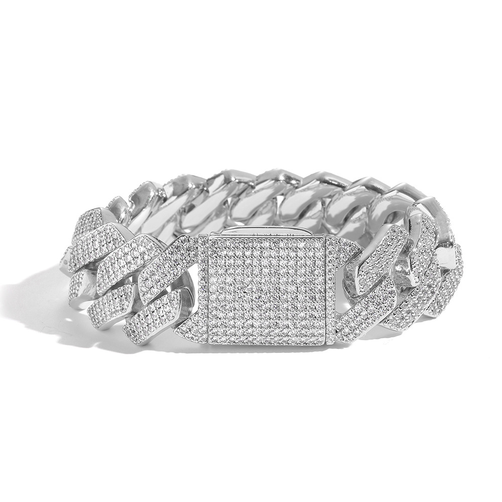 925 Sterling Silver Men's Thick Moissanite Cuban Link Bracelet