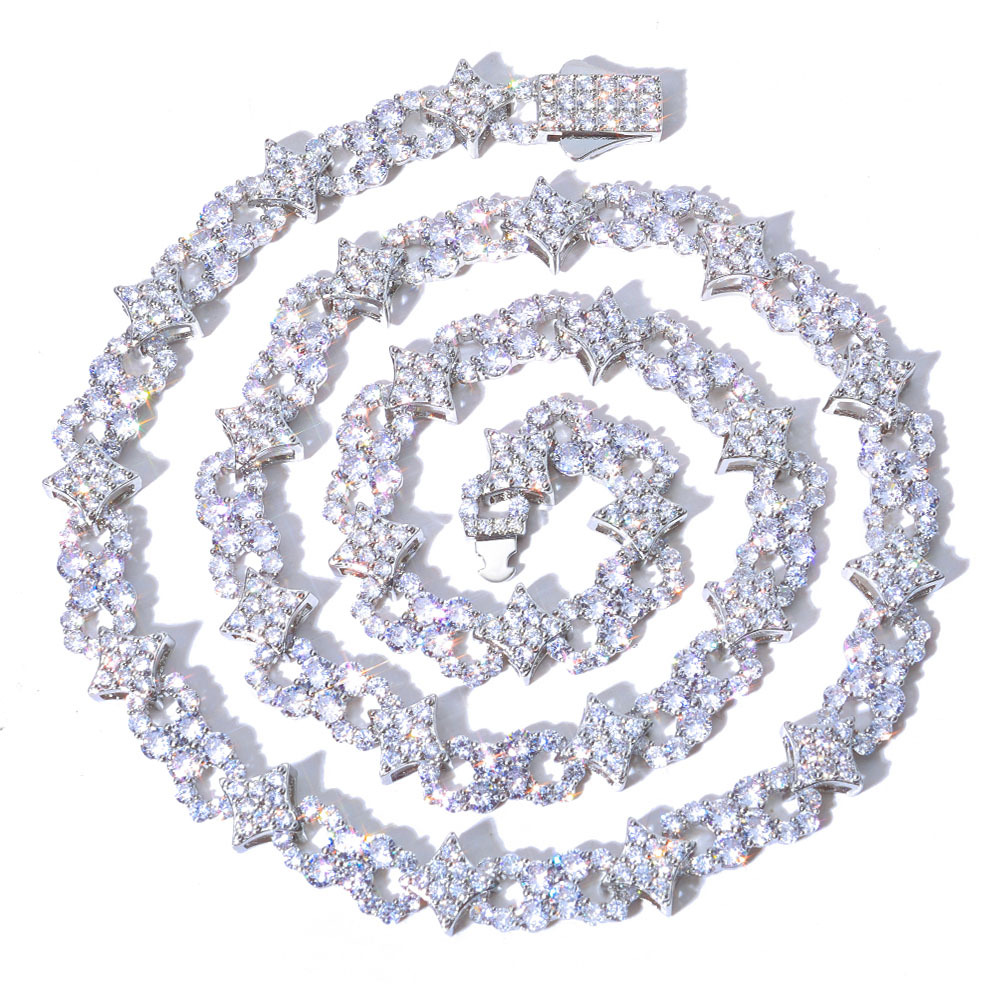 Iced Out Star Chain in 925 Solid Silver