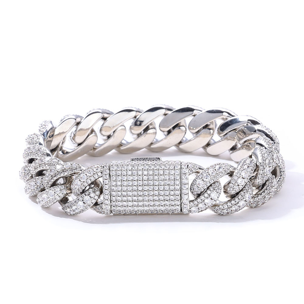 Moissanite Diamond 15mm Cuban Link Bracelet