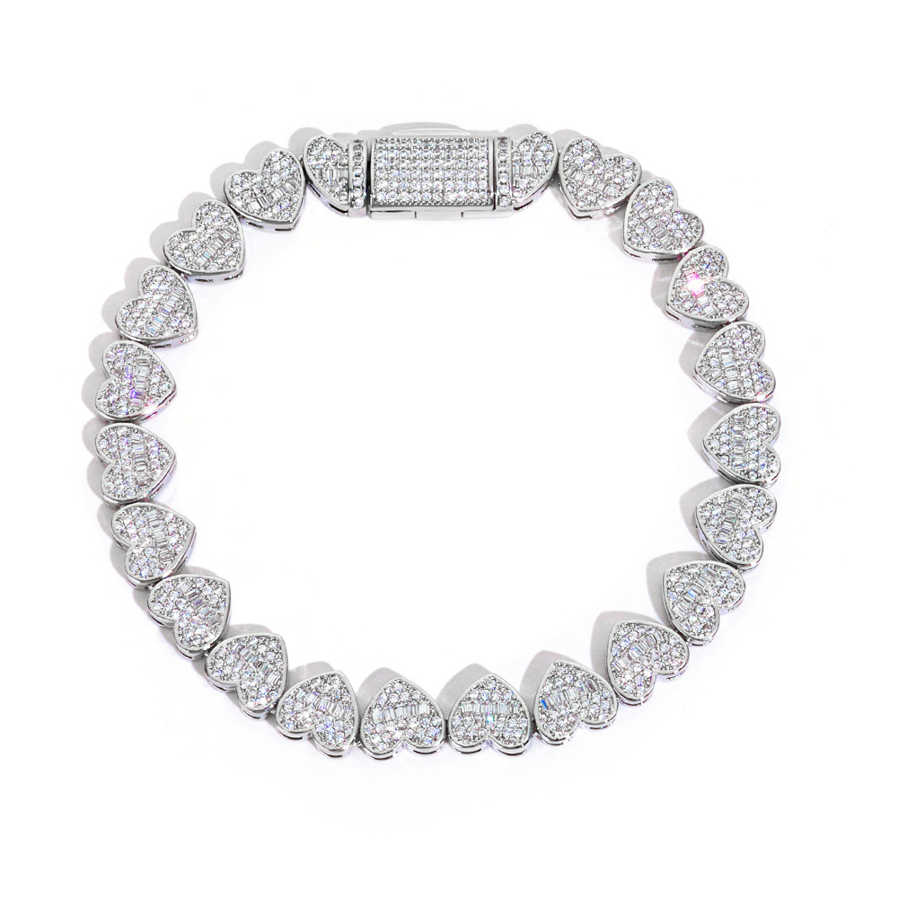 Moissanite Diamond Sparkling Heart Shaped Tennis Bracelet