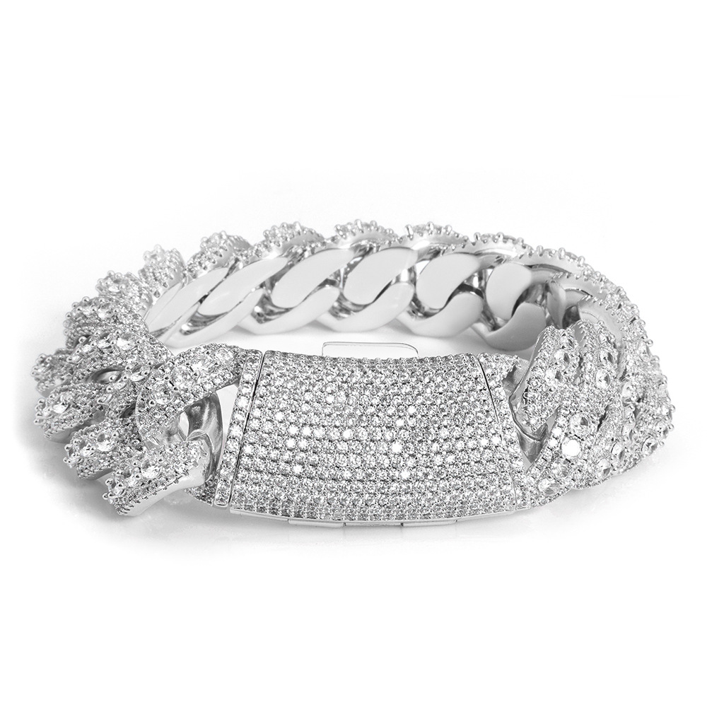 Sterling Silver Moissanite 22mm Cuban Link Bracelet for Men