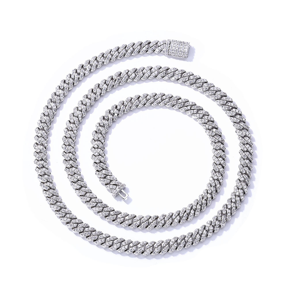 Sterling Silver Moissanite Diamond 6mm Cuban Chain