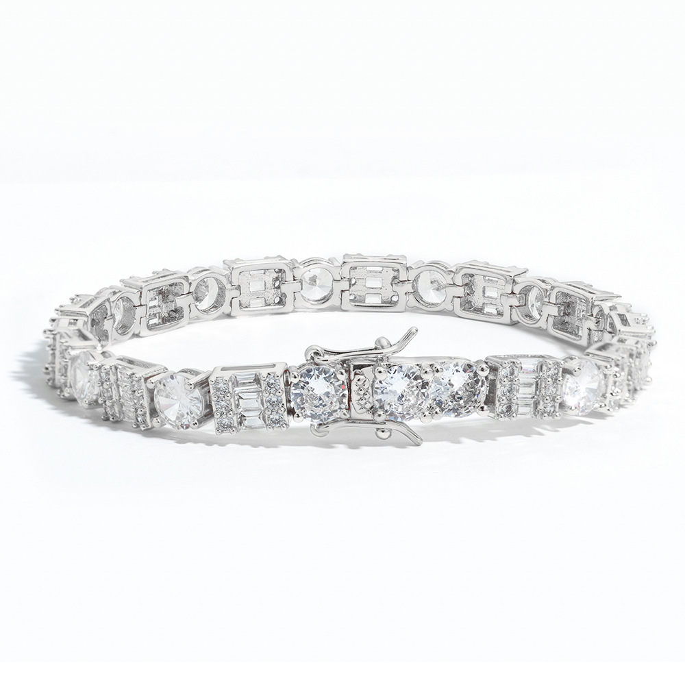 Sterling Silver Moissanite Two Tone Tennis Bracelet