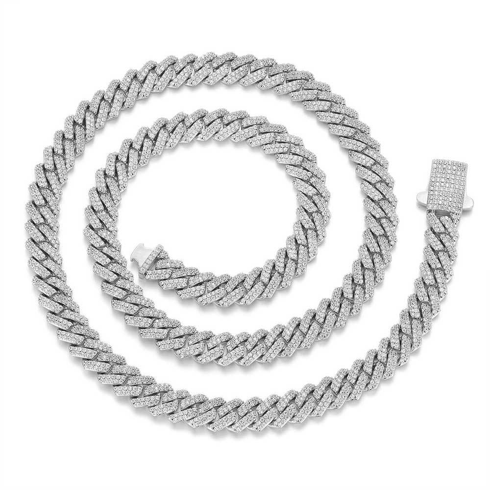 8mm Moissanite Cuban Link Chain Hip Hop Jewelry