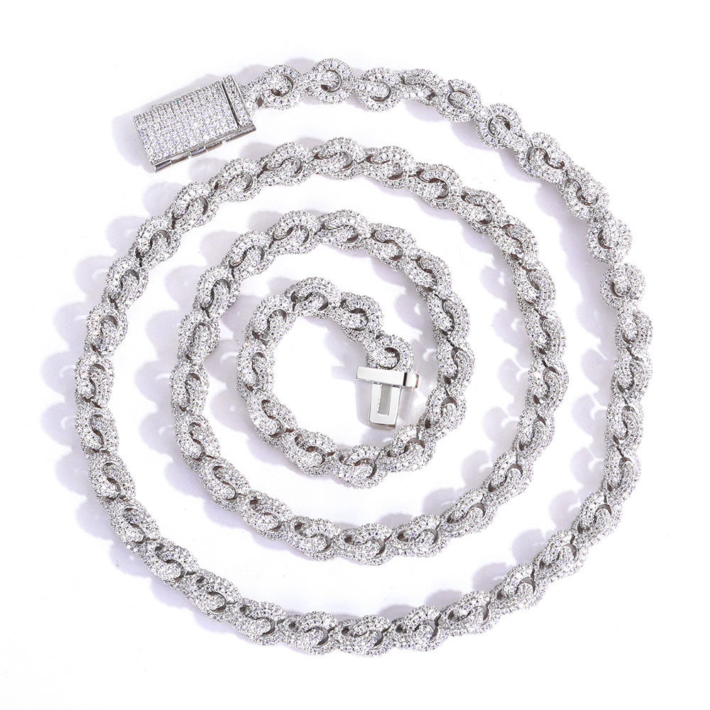 Circle Link Necklace Moissanite Hip Hop Chain