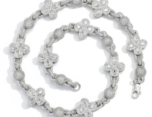 Flower Link Chain Iced Moissanite Hip Hop Necklace