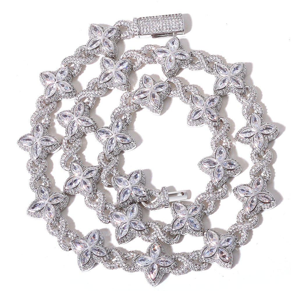 Infinity Cuban Link Chain with CZ Stone Clover
