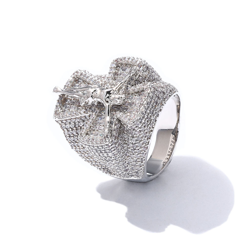 Jesus Cross Ring Men's Moissanite Hip Hop Jewelry