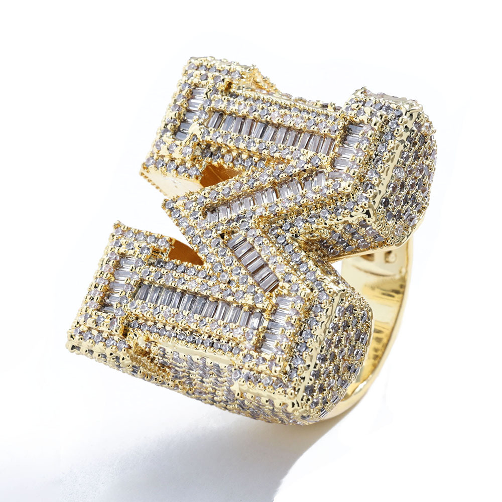 Men's Letter Ring Custom Iced Moissanite Hip Hop Initial Ring