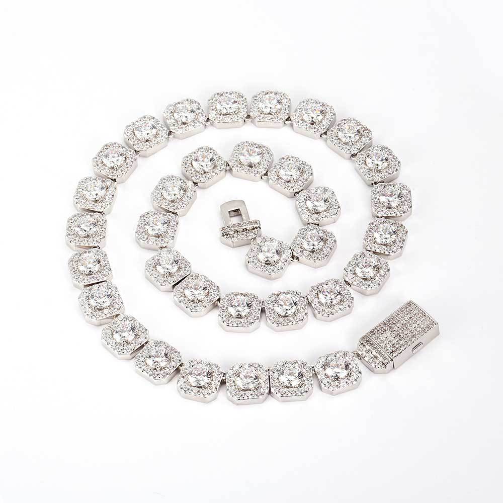 Moissanite Cluster Tennis Chain 10mm Hip Hop Jewelry