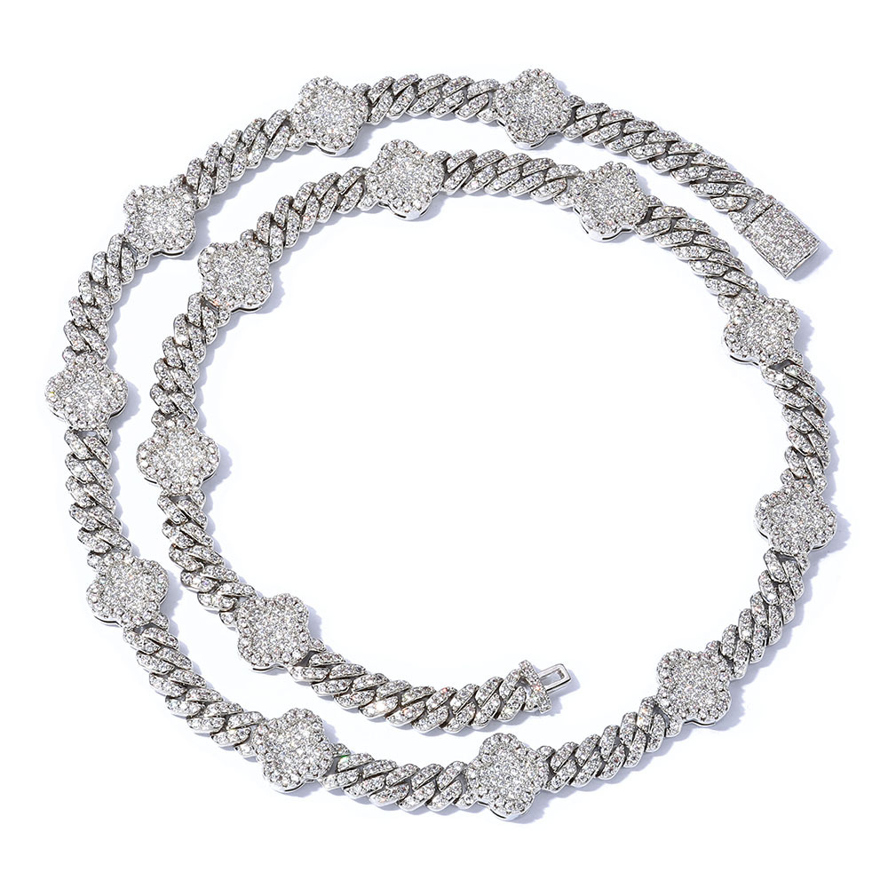 Moissanite Clover Cuban Chain Hip Hop Jewelry