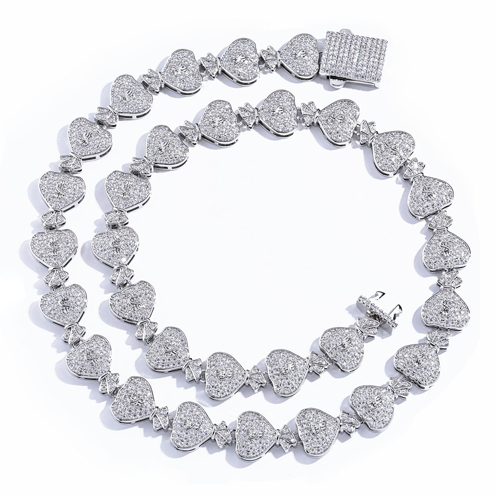 Money Bag Chain Iced Out Moissanite Hip Hop Jewelry