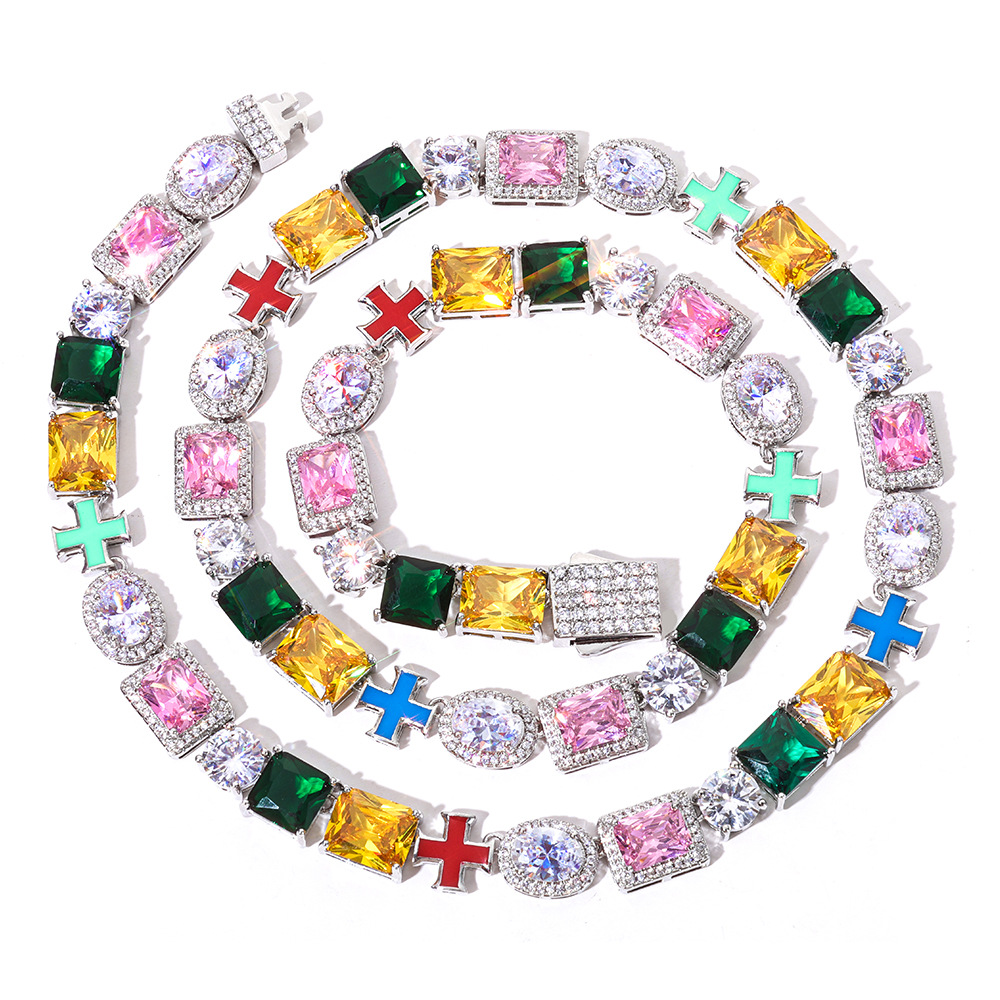 Rainbow Tennis Chain Custom Hip Hop Jewelry