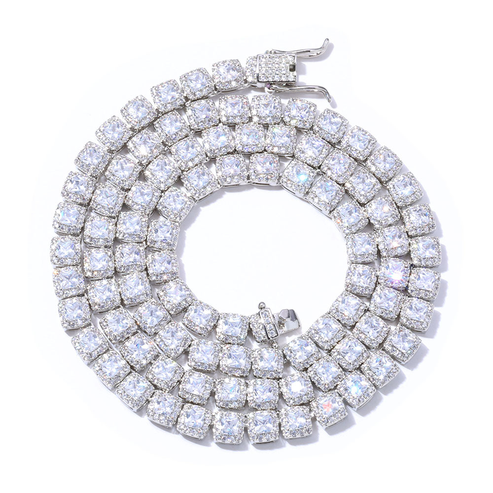 Square Tennis Necklace Custom 5mm Moissanite Chain