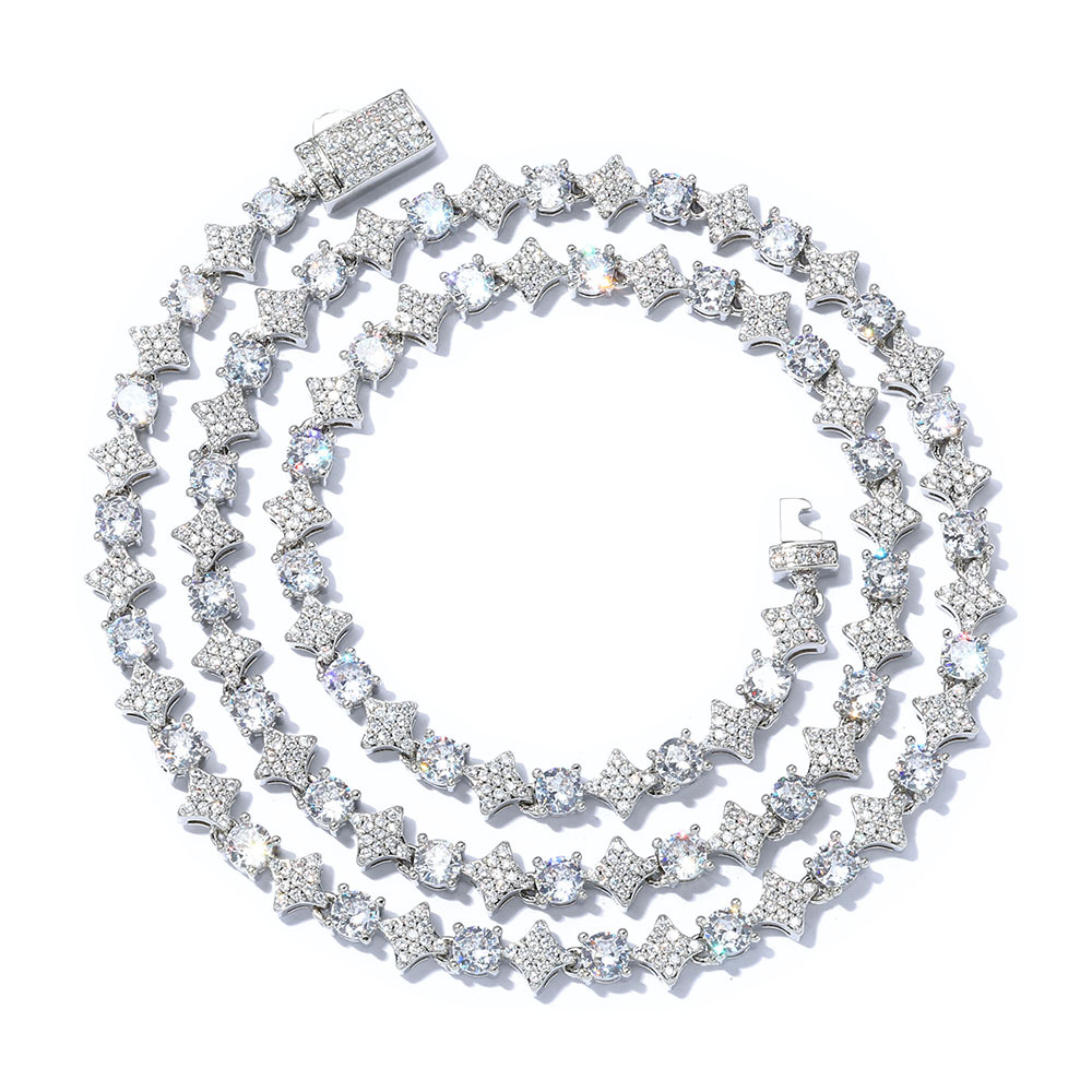 Star Link Chain 6mm Moissanite Hip Hop Necklace