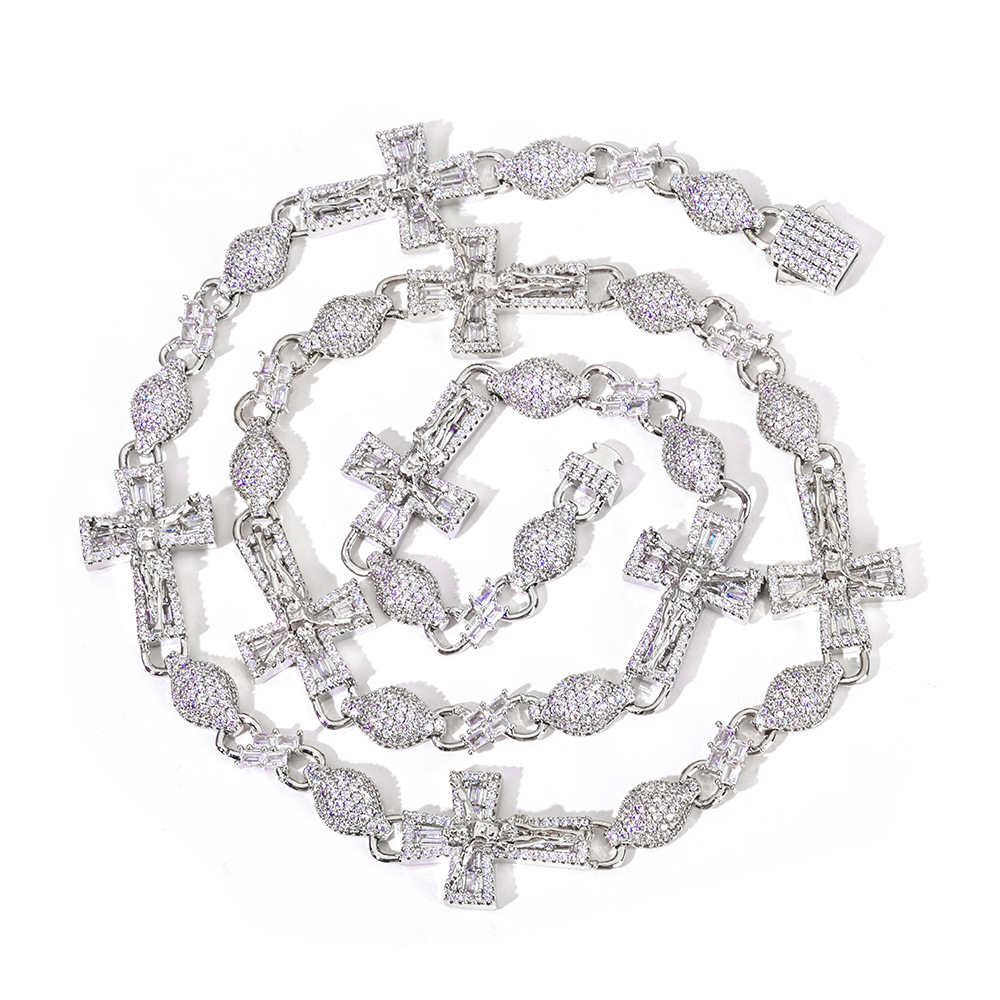 Streetwear Necklace Men's Moissanite Hip Hop Cross Chain